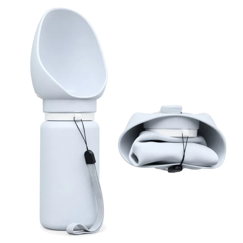 White and orange portable pet water bottle