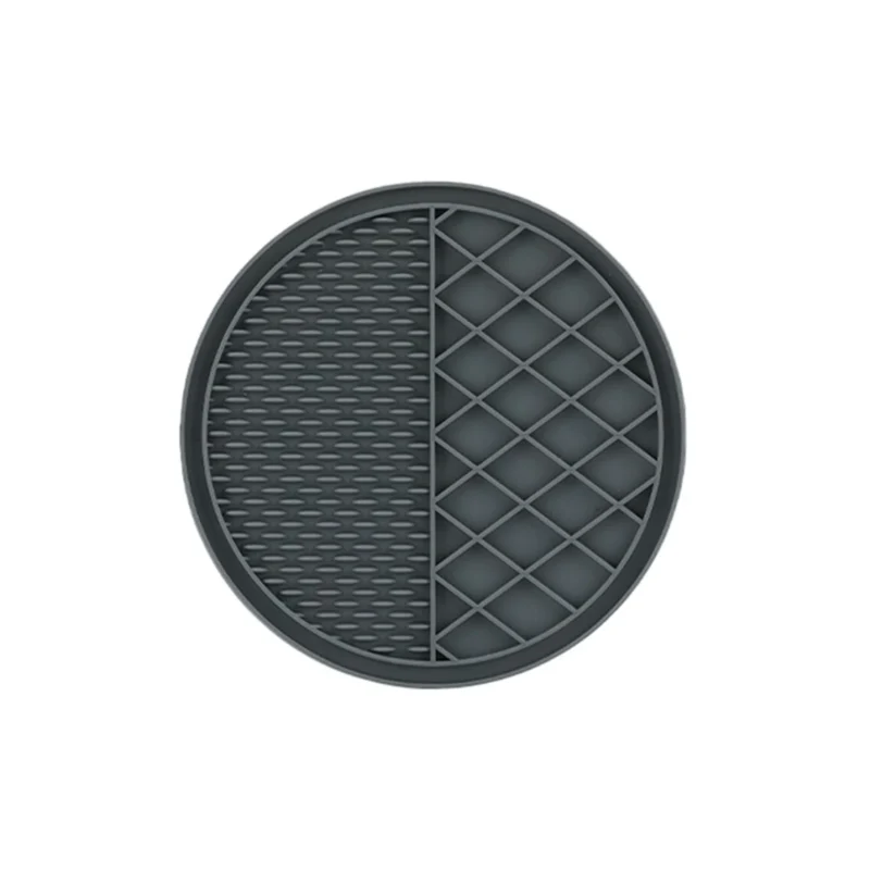 Blue round suction lick mat with two textured zones
