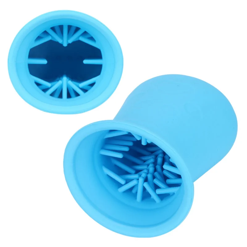 Green silicone pet paw cleaner cup with soft bristles