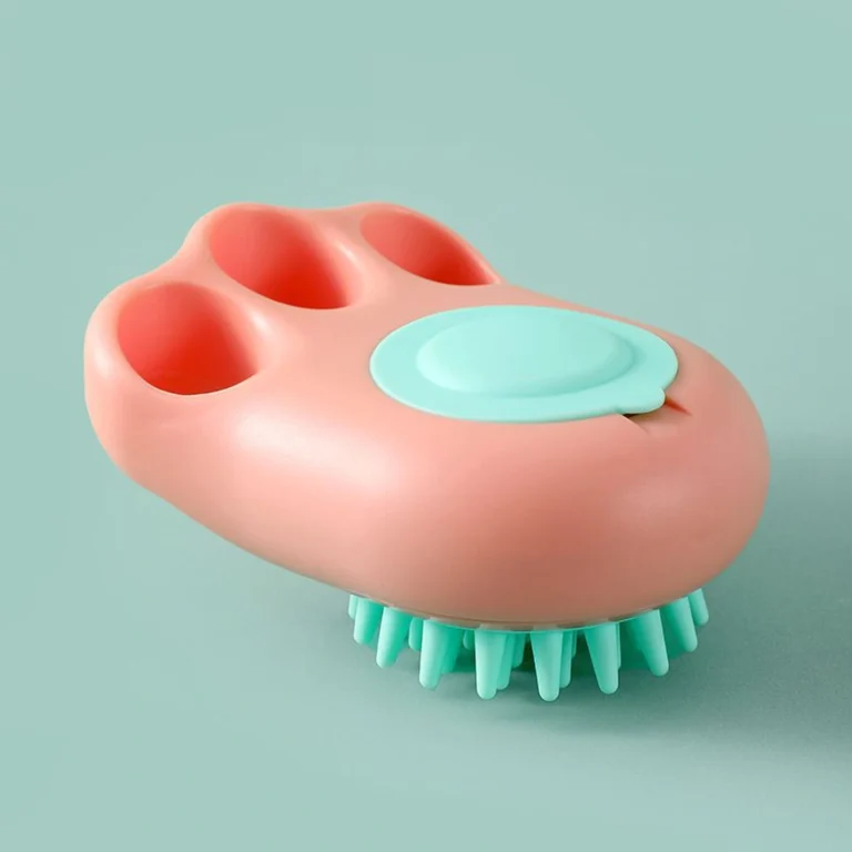 Paw shaped silicone pet massage brush with raised teeth